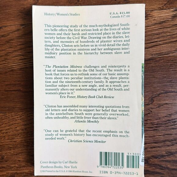 The Plantation Mistress -Woman’s World in the Old South by Catherine Clinton - Picture 2 of 5